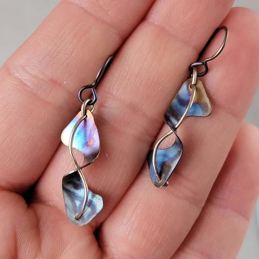 Titanium Metal Art Spiral Earrings